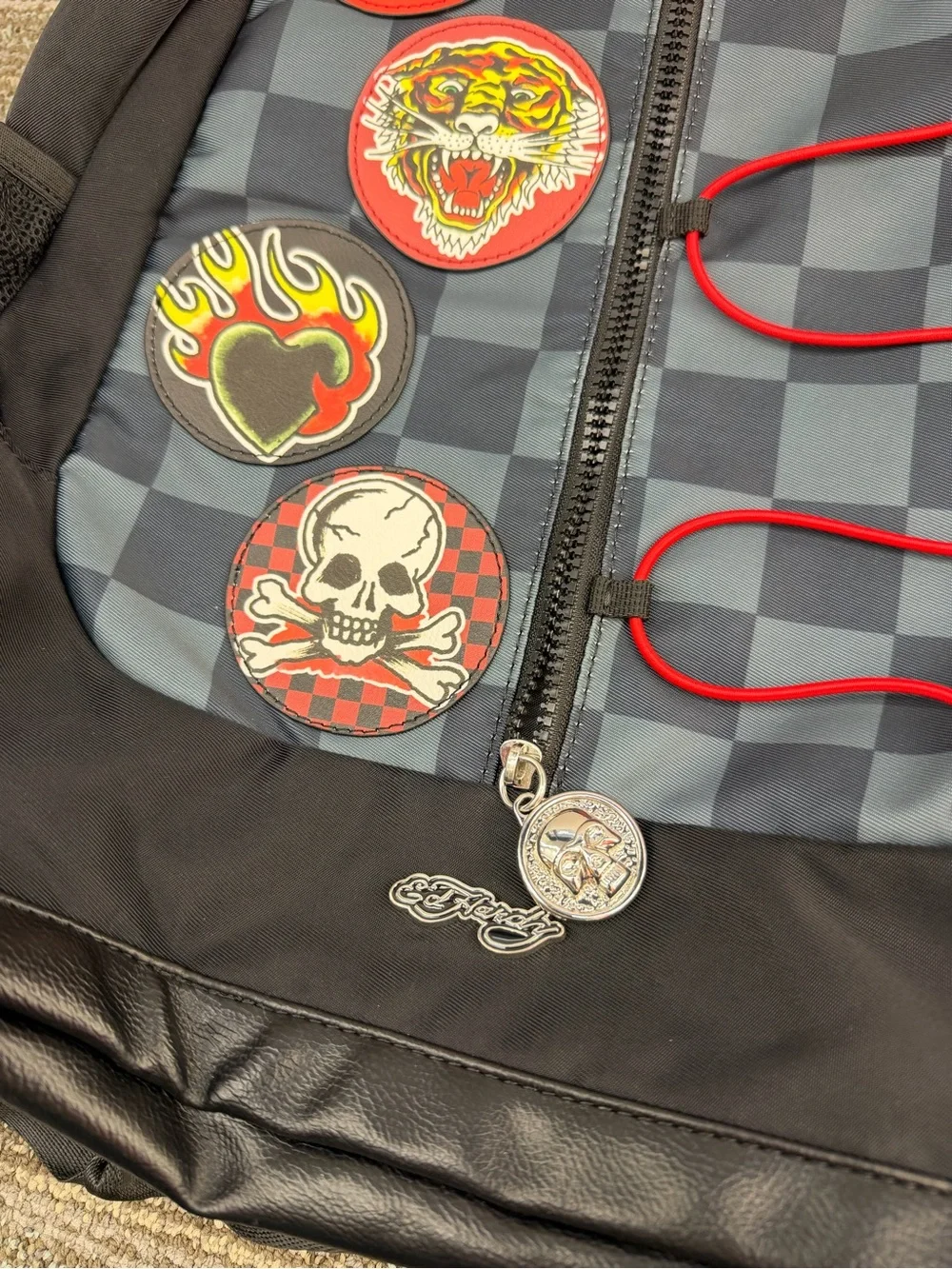 Ed Hardy | Backpack Black Check Patches Backpack